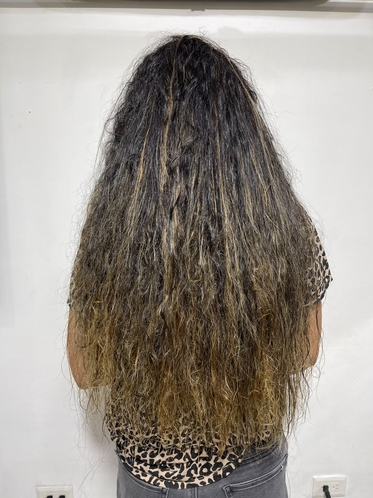 Cabello antes de Perla Negra (mechas)