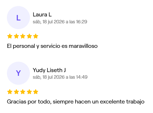 Reseñas de Laura L y Yudy Liseth J, 5 estrellas en Fresha: El personal y servicio es maravilloso. Gracias por todo, siempre hacen un excelente trabajo.