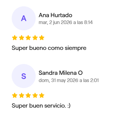 Reseñas de Ana Hurtado y Sandra Milena O, 5 estrellas en Fresha: Súper bueno como siempre. Súper buen servicio.